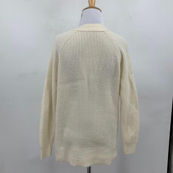 Madewell Sweater Womens S Small Beige Merino Wool Blend Lyle Rib Henley Pullover - Picture 5 of 11